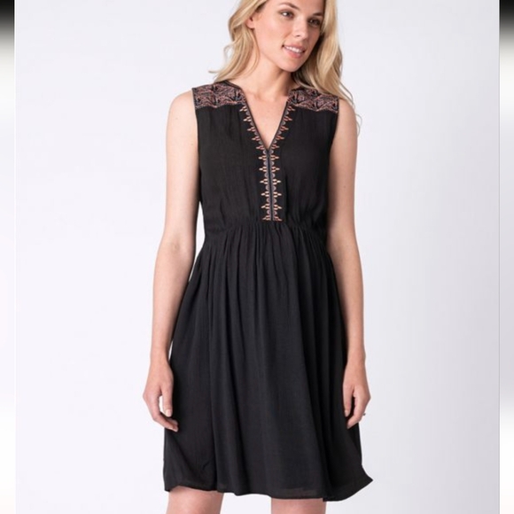 Seraphine Dresses & Skirts - Seraphine Size 2 Black Embroidered Maternity & Nursing Dress
